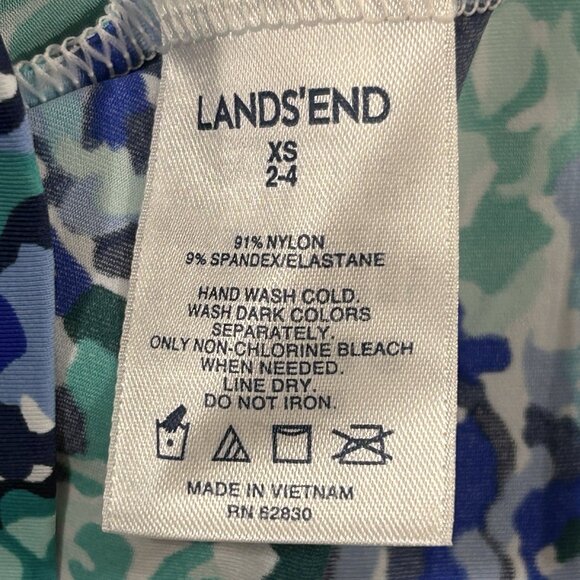 Lands' End Women's LS Rash Guard Swim Tee XS Deep Sea Avery Waves Preowned - Picture 3 of 9